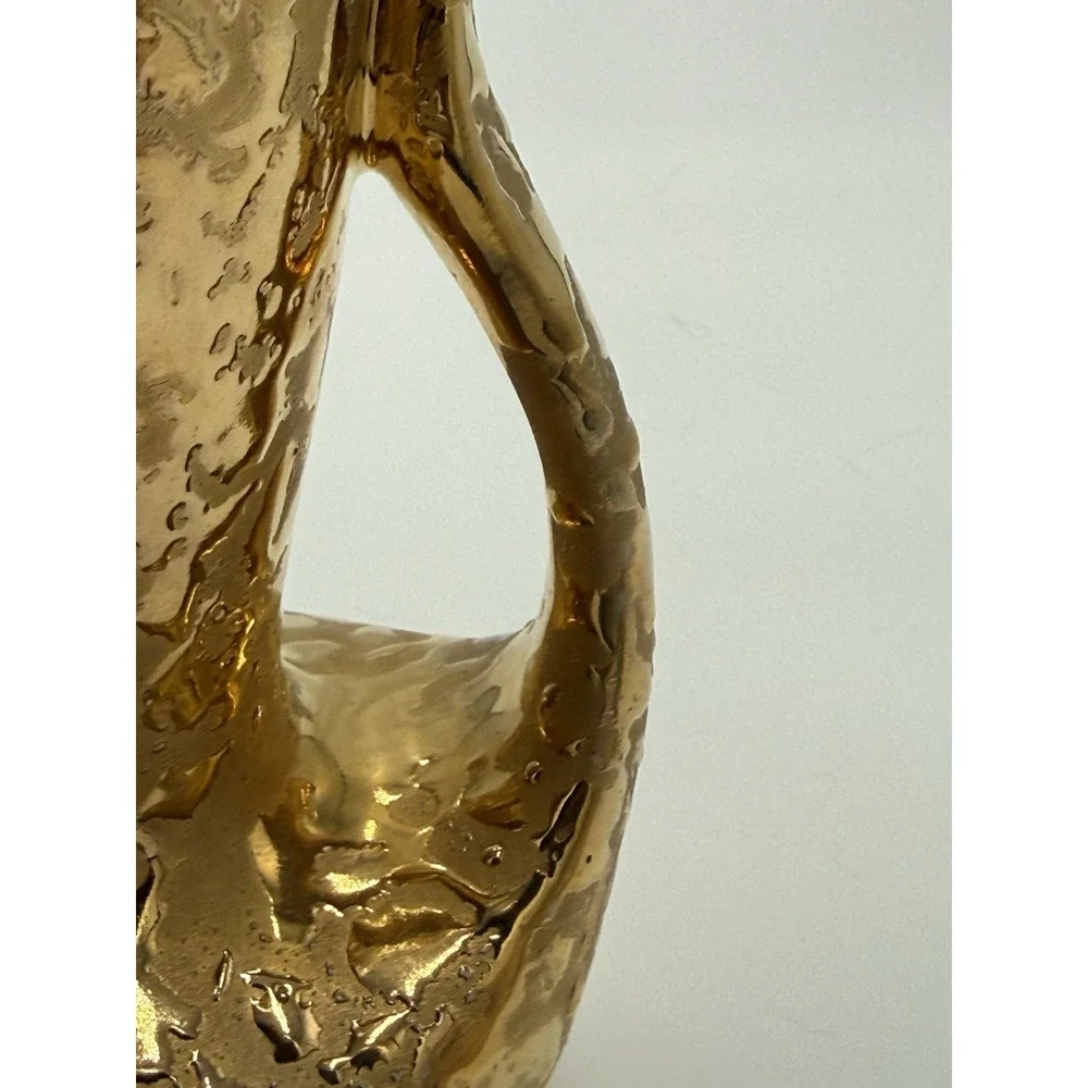 24  KT Weeping Gold Textured Ceramic Vase Glossy‎ Finish Made in U.S.A.